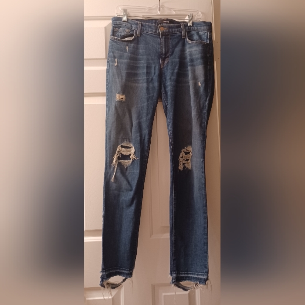 J. Brand Sz 29 Ellis Villain Distressed Destructed Ripped Skinny Jeans - Picture 2 of 16